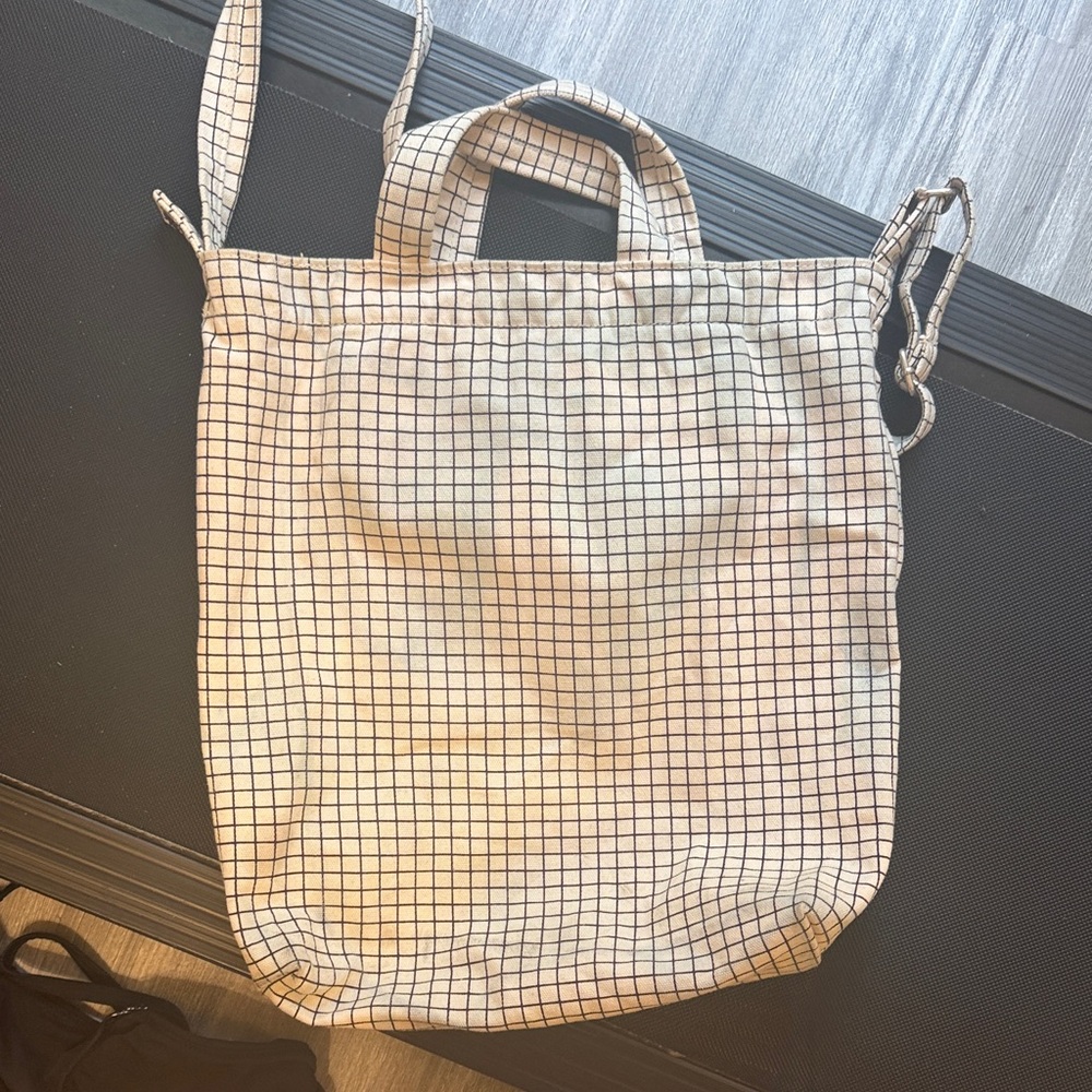 BAGGU Grid Pattern Tote - Black and Cream